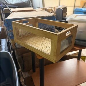 Wooden Wire Storage Basket